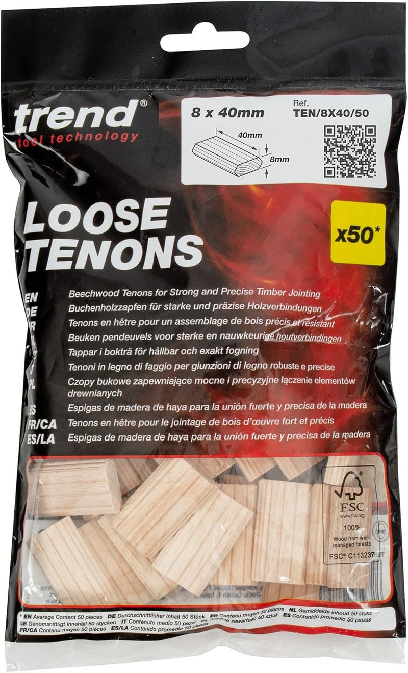 Trend 50pcs Beech Wood Dominos 8 x 40mm for Festool Domino Machine, 5/16 Inch x 1 9/16 Inches Loose Tenons for Woodworking Joinery and Furniture Framing, TEN/8X40/50 - Image 3